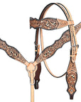 HILASON Western Horse Headstall Breast Collar Leather Tan