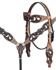 Hand-Carved Leather Western Headstall And Breast Collar Set For Training And Showing