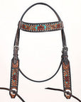 Hand-Carved Leather Western Headstall And Breast Collar Set For Training And Showing