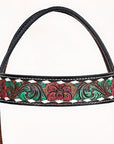 Hand-Carved Leather Western Headstall And Breast Collar Set For Training And Showing