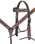 Hand-Carved Leather Western Headstall And Breast Collar Set For Training And Showing