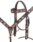 Hand-Carved Leather Western Headstall And Breast Collar Set For Training And Showing
