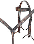 Hand-Carved Leather Western Headstall And Breast Collar Set For Training And Showing
