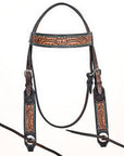 Hand-Carved Leather Western Headstall And Breast Collar Set For Training And Showing