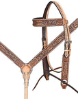 Hand-Carved Leather Western Headstall And Breast Collar Set For Training And Showing
