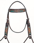 Hand-Carved Leather Western Headstall And Breast Collar Set For Training And Showing