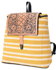 OHLAY KBZ111 Backpack Hand Tooled Upcycled Canvas Genuine Leather women bag western handbag purse