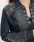 American Darling ADDR001 100% Cotton Denim Women Shirt Jacket Dress Ladies Girl Top
