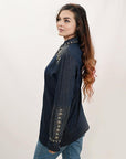 American Darling ADDR001 100% Cotton Denim Women Shirt Jacket Dress Ladies Girl Top