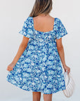 Floral Puff Sleeve Babydoll Mini Dress