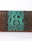 American Darling ADBG1195A Genuine Croc Leather Women Clutch Western Handbag Purse