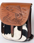 American Darling ADBGZX909 Backpack Hand Tooled Hair-On Genuine Leather Women Bag Western Handbag Purse