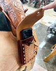 Hilason Basketweave Floral Cell Phone Case Tan American Leather