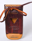 Hilason Basketweave Floral Cell Phone Case Tan American Leather
