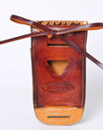 Hilason Basketweave Floral Cell Phone Case Tan American Leather