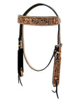 Hand-Carved Leather Western Headstall And Breast Collar Set For Training And Showing