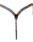 Hand-Carved Leather Western Headstall And Breast Collar Set For Training And Showing