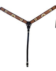 Hilason Horse Floral Hand Painted American Leather Breast Collar Headstall Brown