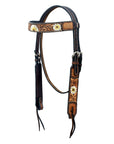 Hilason Horse Floral Hand Painted American Leather Breast Collar Headstall Brown