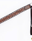 Hilason Horse Floral Hand Carved American Leather Breast Collar Headstall Dark Brown