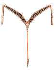 Hilason Horse Floral Hand Painted American Leather Breast Collar Headstall Brown