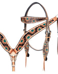 HILASON Western Horse Headstall & Breast Collar American Leather Floral Carving