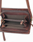 American Darling Organiser Hair-On Hand Tooled Genuine Leather Women Bag Western Handbag Purse