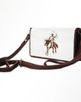 American Darling Organiser Hair-On Hand Tooled Genuine Leather Women Bag Western Handbag Purse
