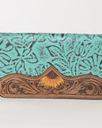 OHLAY WALLET Hand Tooled Embossed Hair-on Genuine Leather women bag western handbag purse
