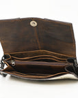 OHLAY WALLET Hand Tooled Hair-on Genuine Leather women bag western handbag purse