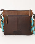OHLAY Hand-Tooled Embossed Hair-On Leather Crossbody Bag