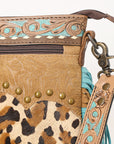 OHLAY Hand-Tooled Embossed Hair-On Leather Crossbody Bag