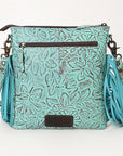 OHLAY Large Crossbody Hand Tooled Embossed Genuine Leather Women Bag Western Handbag Purse | Womens Handbags Belt for Summer
