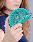 American Darling Coin Purse Hand Tooled Genuine Leather Women Bag Western Handbag Purse