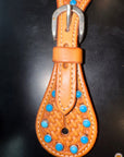 HILASON Western Unisex Spur Straps for Horse Riding Basket Turquoise Studds