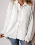 Solid Corduroy Button-Up Long Sleeve Jacket