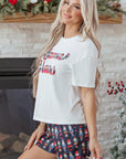 Sylvia Claus Plaid Letter Tee