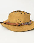 HILASON Beaded American Style Western Cowgirl Handmade Hatband Tan