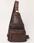 Spaghetti Western Swc191Brn Sling Vintage Handmade Drum Dyed Genuine European Cowhide Leather Women Bag Western Handbag Purse