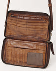 Spaghetti Western Swc195Brn Wallet Vintage Handmade Drum Dyed Genuine European Cowhide Leather Women Bag Western Handbag Purse