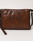 Spaghetti Western Swc197Brn Organiser Vintage Handmade Drum Dyed Genuine European Cowhide Leather Women Bag Western Handbag Purse