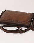 Spaghetti Western Swc197Brn Organiser Vintage Handmade Drum Dyed Genuine European Cowhide Leather Women Bag Western Handbag Purse