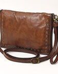 Spaghetti Western Swc197Brn Organiser Vintage Handmade Drum Dyed Genuine European Cowhide Leather Women Bag Western Handbag Purse