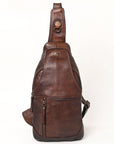 Spaghetti Western Swc202Brn Sling Vintage Handmade Drum Dyed Genuine European Cowhide Leather Women Bag Western Handbag Purse