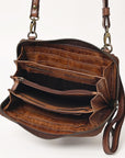 Spaghetti Western Swc212Brn Wallet Vintage Handmade Drum Dyed Genuine European Cowhide Leather Women Bag Western Handbag Purse