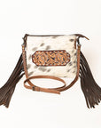 American Darling Western Small Crossbody Bag – Genuine Hair-On Cowhide Leather with Fringes, Adjustable Strap, Handcrafted in Texas
