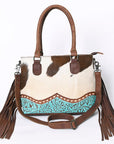 Embossed Hair-On Leather Western Tote Bag
