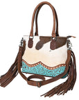 Embossed Hair-On Leather Western Tote Bag