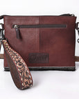 Crossbody Hand Tooled Leather Bag With Western Heritage And Handmade Genuine Cowhide