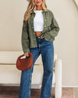 Denim Button-Up Patch Pocket Collared Jacket